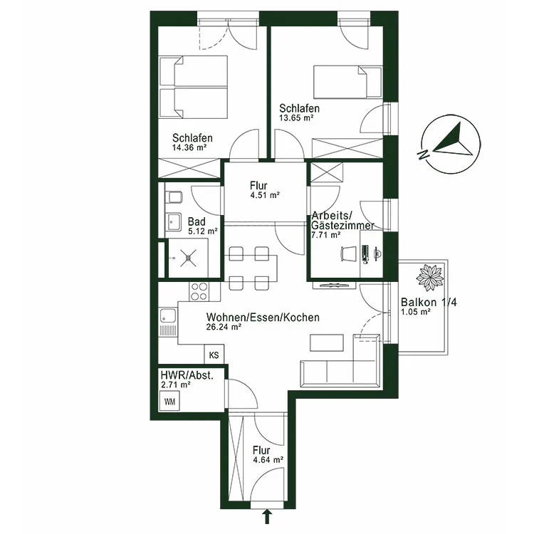 Grundriss Wohnung 12