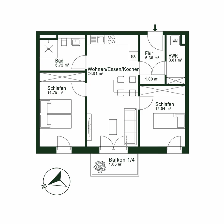 Grundriss Wohnung 14